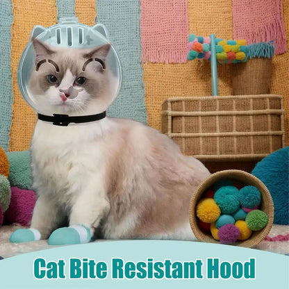 Cat Anti Bite Anti Licking Space Hood Breathable Helmet with 4 Silicone Paw Shoes®
