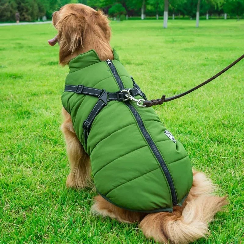 Large Pet Dog Jacket With Harness Winter Warm Dog Clothes®
