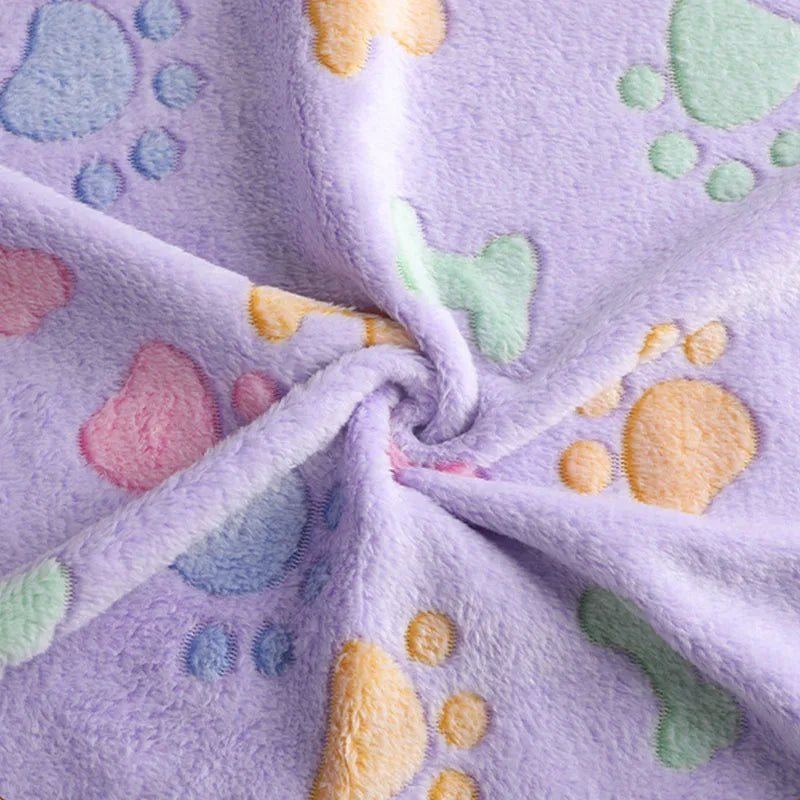 Winter Velvet Pet Sleeping Warm Blanket with Paw/Dot/Bone Pattern®