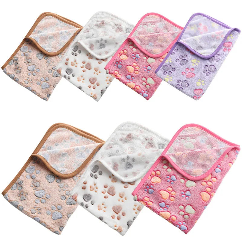 Winter Velvet Pet Sleeping Warm Blanket with Paw/Dot/Bone Pattern®