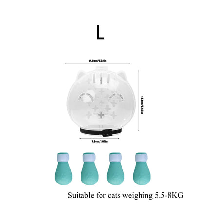 Cat Anti Bite Anti Licking Space Hood Breathable Helmet with 4 Silicone Paw Shoes®