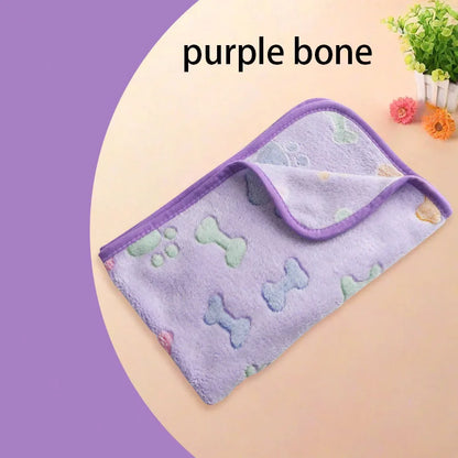 Winter Velvet Pet Sleeping Warm Blanket with Paw/Dot/Bone Pattern®