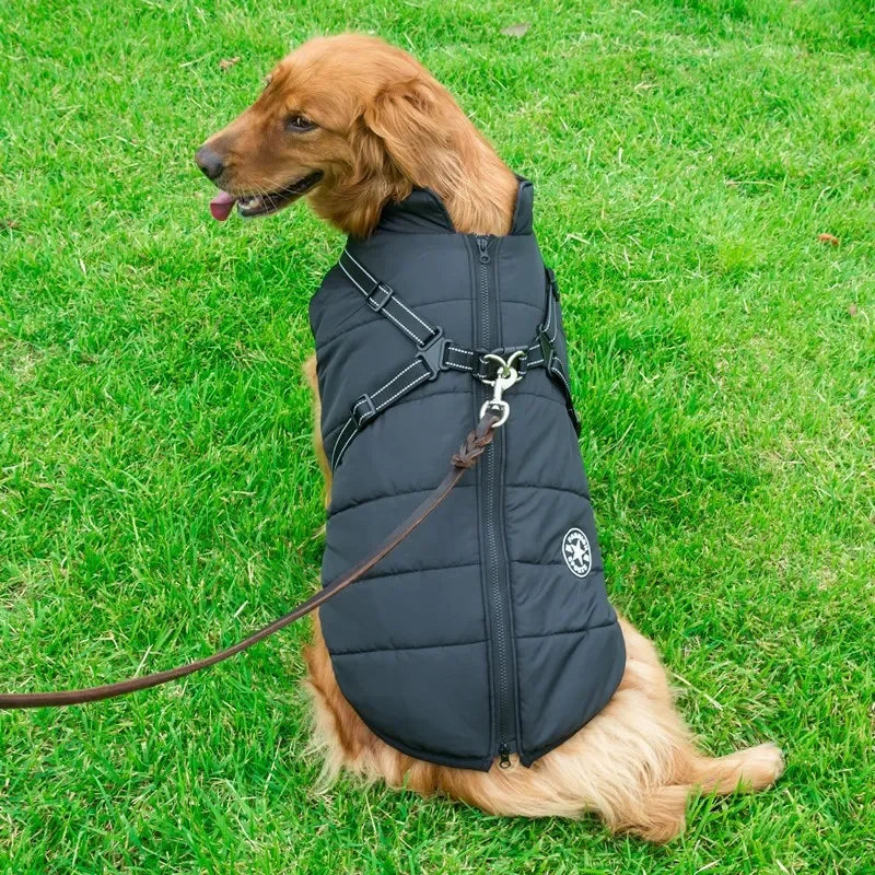 Large Pet Dog Jacket With Harness Winter Warm Dog Clothes®