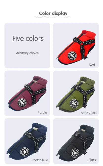 Large Pet Dog Jacket With Harness Winter Warm Dog Clothes®