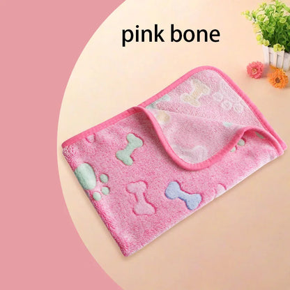 Winter Velvet Pet Sleeping Warm Blanket with Paw/Dot/Bone Pattern®