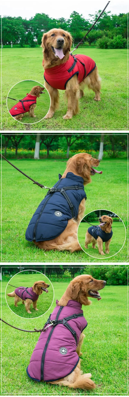 Large Pet Dog Jacket With Harness Winter Warm Dog Clothes®