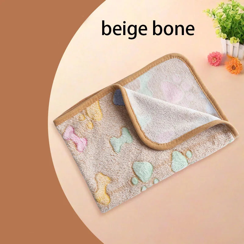 Winter Velvet Pet Sleeping Warm Blanket with Paw/Dot/Bone Pattern®
