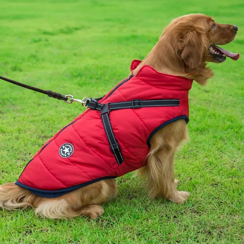 Large Pet Dog Jacket With Harness Winter Warm Dog Clothes®