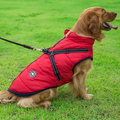 Large Pet Dog Jacket With Harness Winter Warm Dog Clothes®