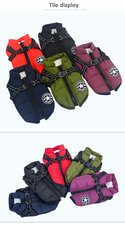 Large Pet Dog Jacket With Harness Winter Warm Dog Clothes®