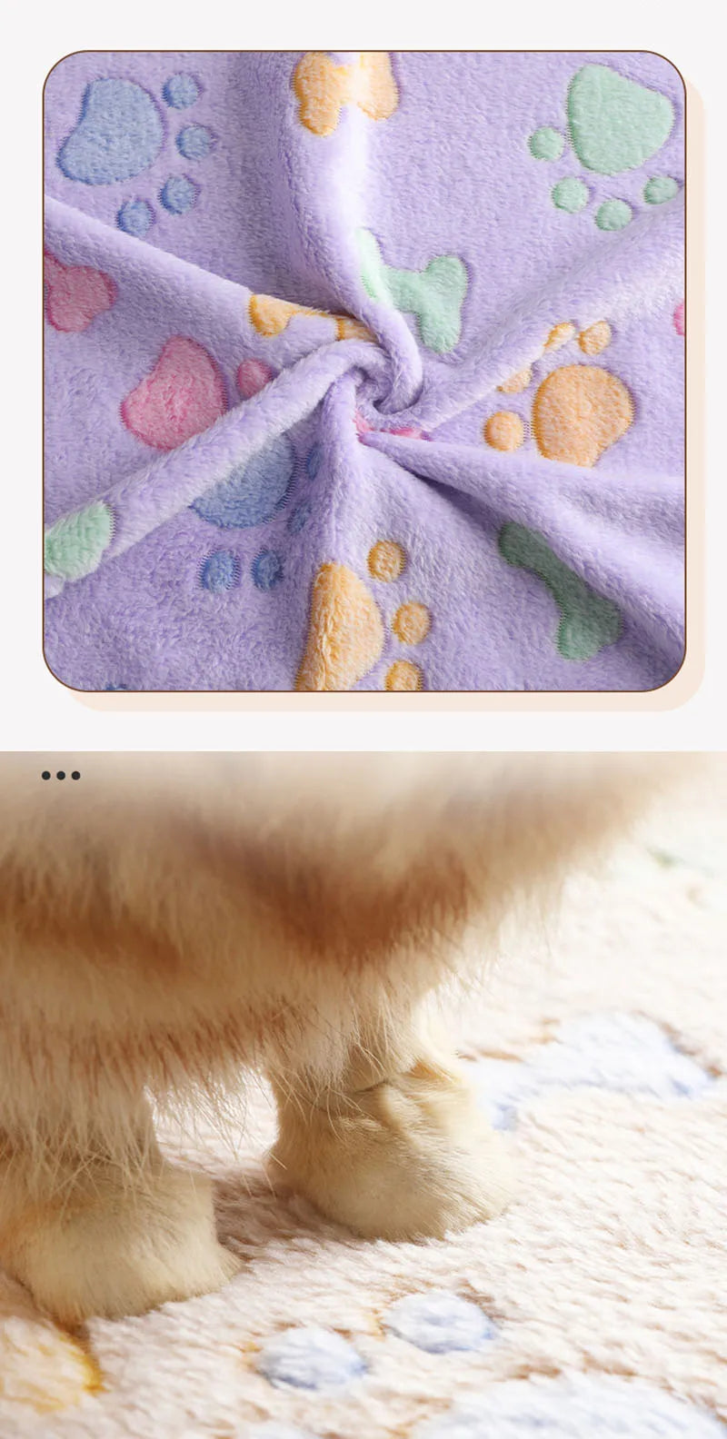 Winter Velvet Pet Sleeping Warm Blanket with Paw/Dot/Bone Pattern®