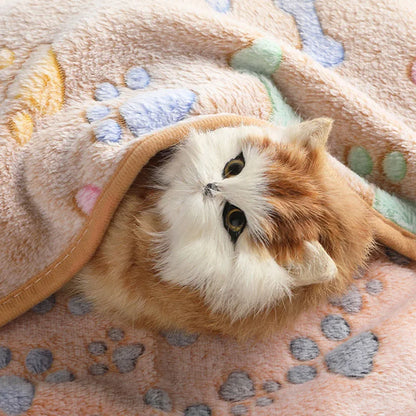 Winter Velvet Pet Sleeping Warm Blanket with Paw/Dot/Bone Pattern®